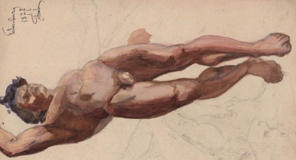 "Studium aktu mężczyzny" Piusa Welońskiego (domena publiczna).