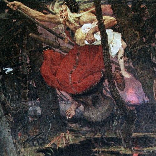 Baba Jaga według Wiktora Wasniecowa. Obraz powstał w 1917 r., 5 lat po zdemaskowaniu bohaterki artykułu (źródło: domena publiczna).