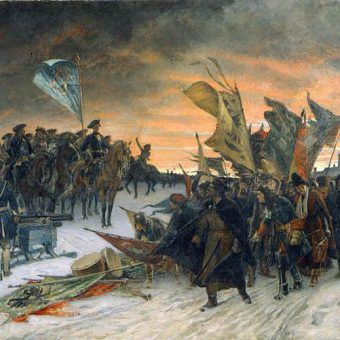 Zwycięstwo pod Narwą, jedna z wiktorii Karola XII (obraz Gustafa Cederströma, domena publiczna).