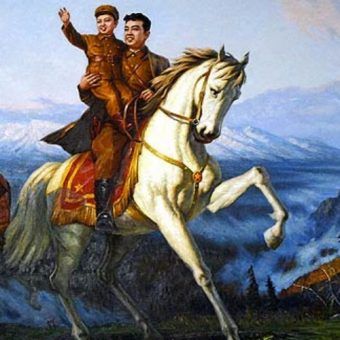 Kim Ir Sen z Kim Dzong Ilem. Obraz propagandowy.