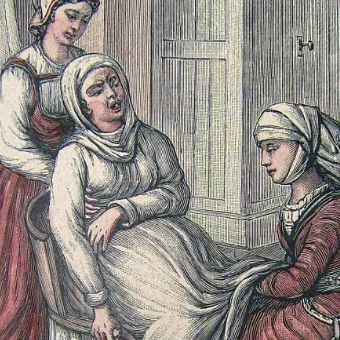 Poród w XVIII wieku. Niewiele się przez 200 lat zmieniło (źródło: domena publiczna). Poród w XVIII wieku. Niewiele się przez 200 lat zmieniło (źródło: domena publiczna).