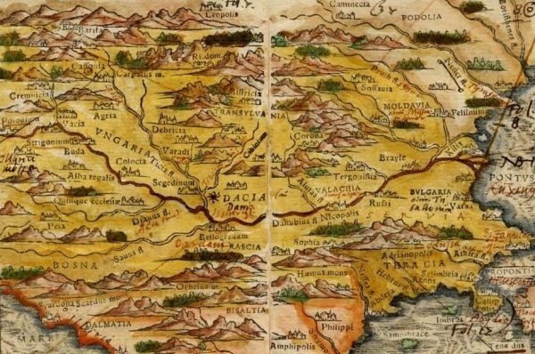 Mołdawia na mapie z połowy XVI wieku (źródło: domena publiczna).