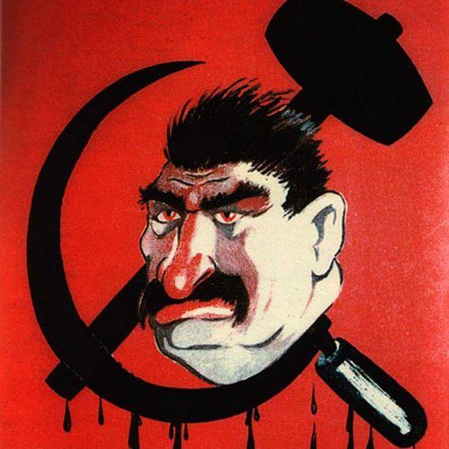 Czy Stalin miał na rękach krew 100 milionów ludzi? Na ilustracji fragment niemieckiego plakatu propagandowego z czasów II wojny światowej (źródło: domena publiczna)