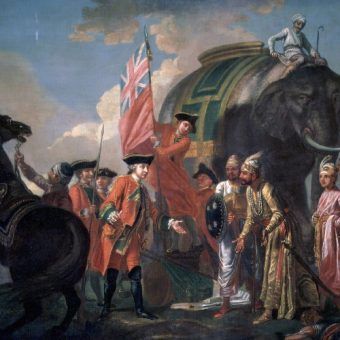 Indie były perłą w koronie brytyjskiego imperium. Obraz Francisa Haymana, przedstawiający zwycięstwo Roberta Clive'a w bitwie pod Plassey (źródło: domena publiczna). Indie były perłą w koronie brytyjskiego imperium. Obraz Francisa Haymana, przedstawiający zwycięstwo Roberta Clive'a w bitwie pod Plassey (źródło: domena publiczna).