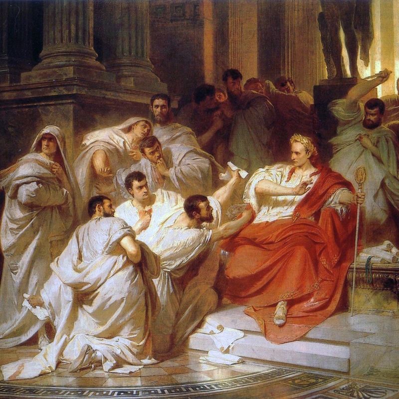 Śmierć Cezara na obrazie Karla Theodora von Pilotyego_(źródło: domena publiczna).