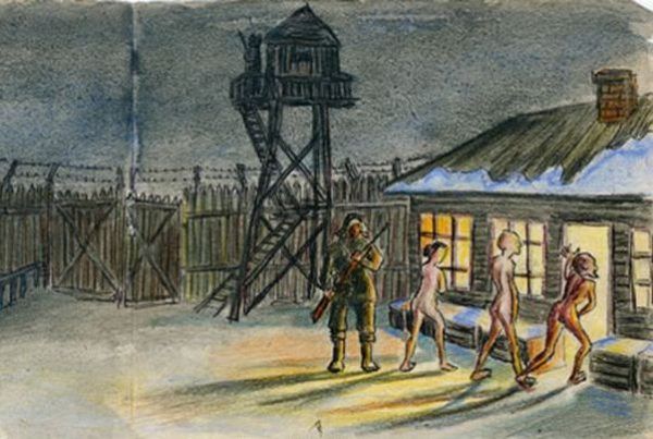 Widzimy tu fragment ilustracji pochodzącej z książki Eufrozinji Antonowny Kersnowskiej, która spędziła w Gułagu 12 lat, a swoje wspomnienia spisała i zilustrowała. Widzimy tu fragment ilustracji pochodzącej z książki Eufrozinji Antonowny Kersnowskiej, która spędziła w Gułagu 12 lat, a swoje wspomnienia spisała i zilustrowała.