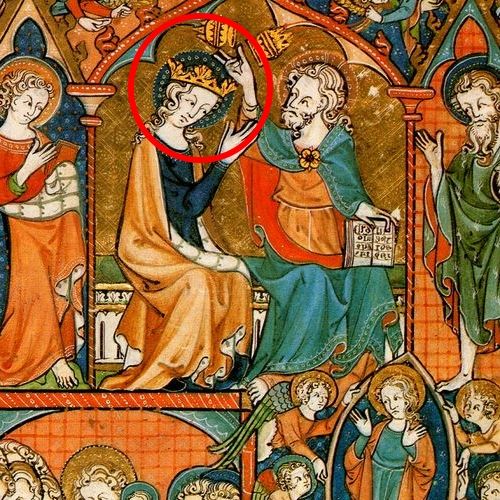 Koronacja Maryi Panny przedstawiona w tzw. psałterzu Oswalda (X wiek).