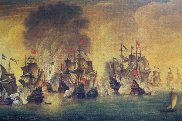 Bitwa pod Oliwą na obrazie Stefana Płużańskiego.