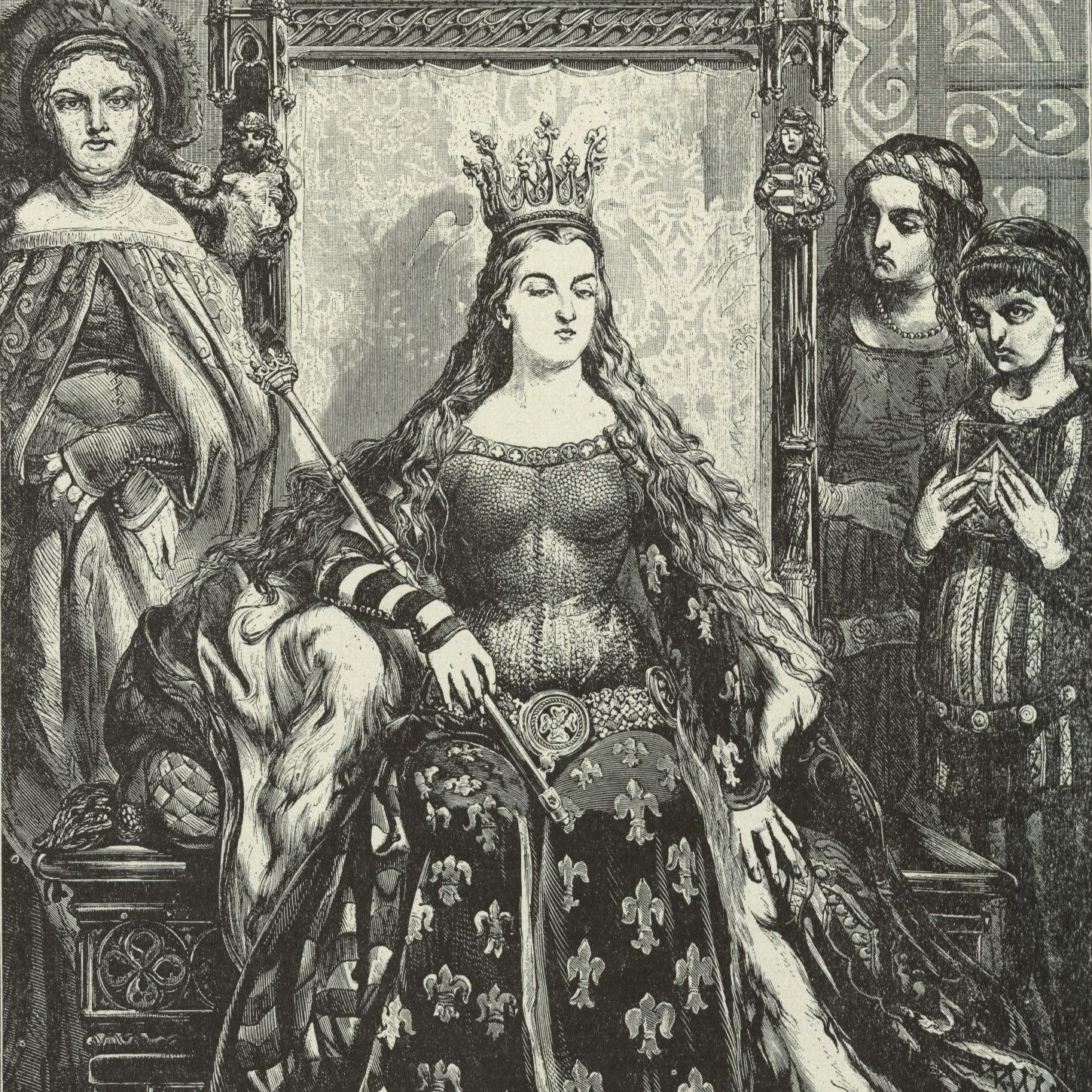 Królowa Jadwiga. Rysunek Jana Matejki na podstawie pieczęci monarchini.