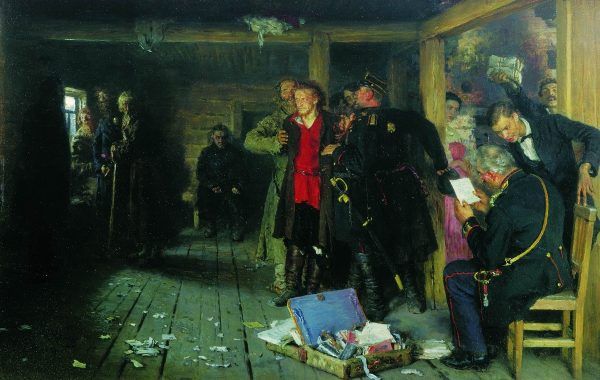 Aresztowanie propagandysty. Obraz Ilji Riepina z końca XIX wieku