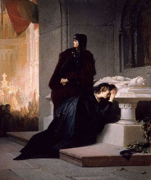 Elżbieta Bośniaczka na grobie swojego męża. Obraz Sándora Liezena-Mayera