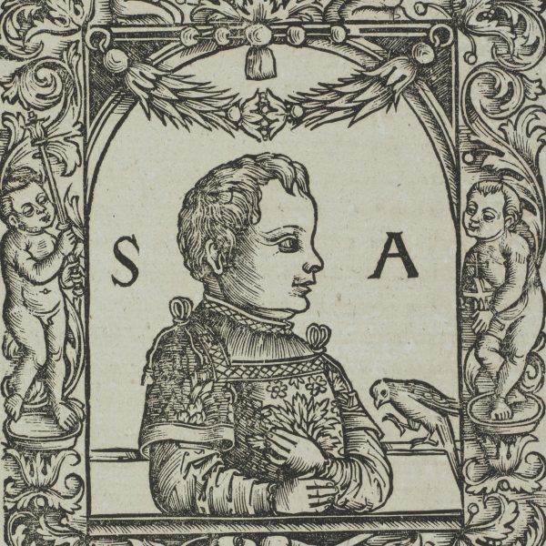 Zygmunt August jako dziecko na drzeworycie z 1521 roku. Z prawdziwym wyglądem królewicza portret ten niewiele ma wspólnego. Zygmunt August miał wówczas zaledwie roczek