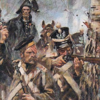 Fragment obrazu Wojciecha Kossaka pt. Bitwa pod Olszynką grochowską.