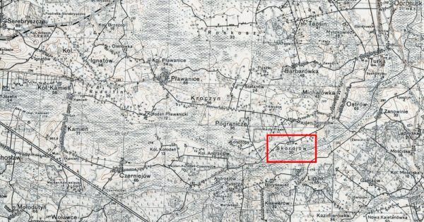 Skordiów na wojskowej mapie okolic Chełma z 1931 roku