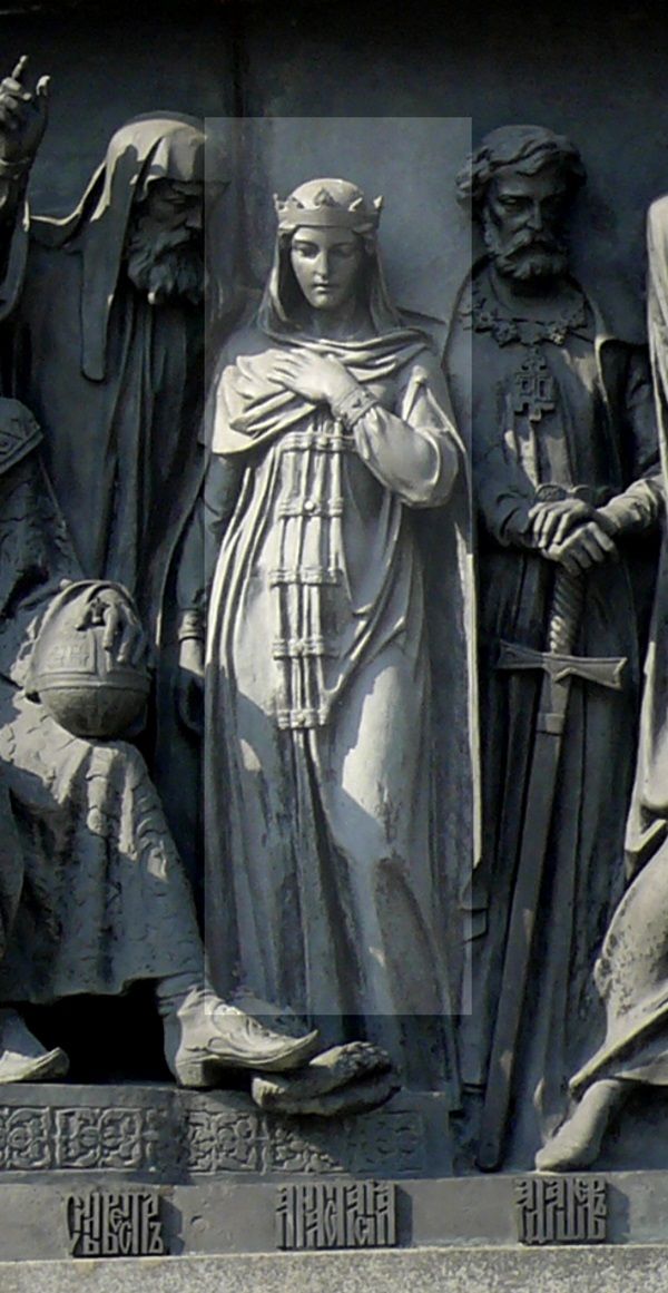 Anastazja Romanowna na monumencie w Nowogrodzie Wielkim (fot. Дар Ветер, lic. CC BY-SA 3.0)