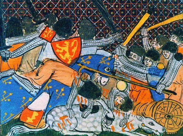 XIV-wieczne przedstawienie bitwy pod Courtrai.
