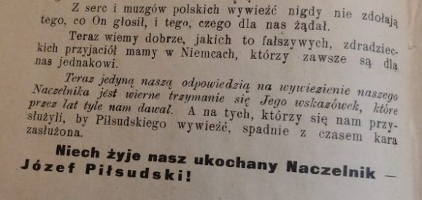Fragment ostatniej strony broszurki Nasz Naczelnik.