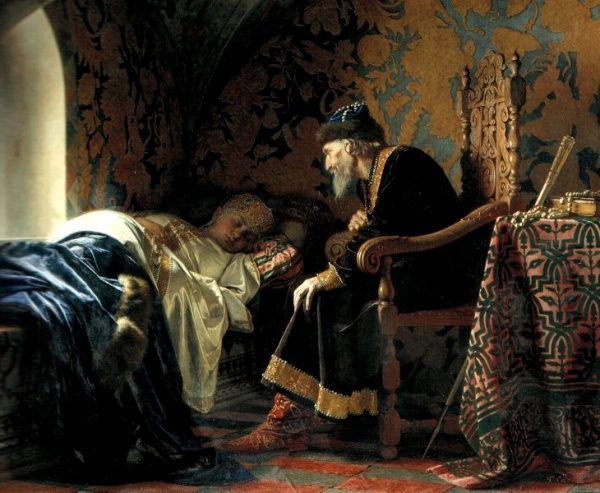 Iwan Groźny podziwia swoją śpiącą żonę Wasylisę (fot. domena publiczna)