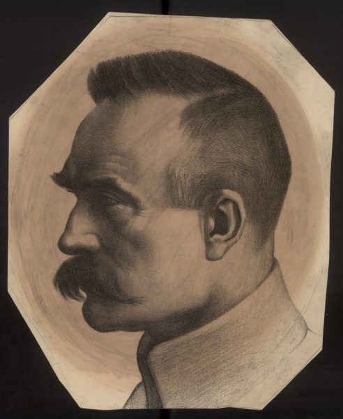 Józef Piłsudski na litografii Adama Grabowskiego