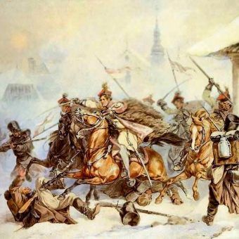 Szarża Krakusów na Rosjan w Proszowicach w 1846 (fot. domena publiczna)