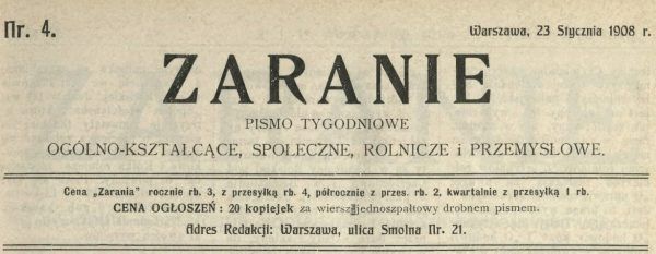 Winieta Zarania z 1908 roku