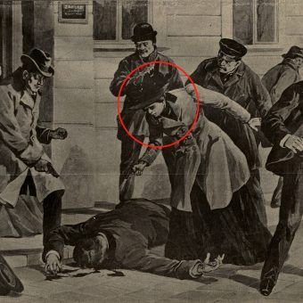Zamach na carskiego urzędnika w wykonaniu kobiety. Rysunek Nowości Illustrowanych z 1906 roku, relacjonujących wydarzenia rozgrywające się w Warszawie