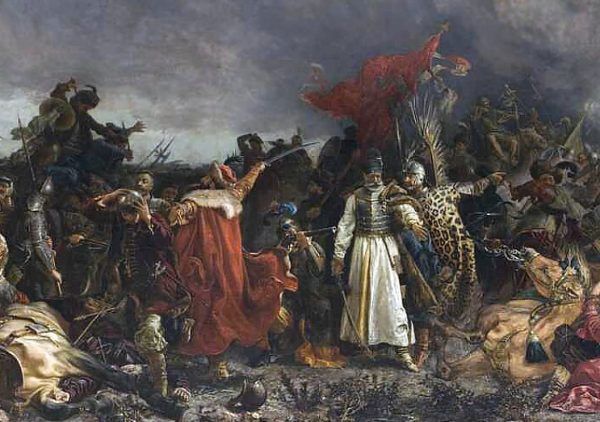 Fragment obrazu Witolda Piwnickiego, przedstawiającego bitwę pod Cecorą.