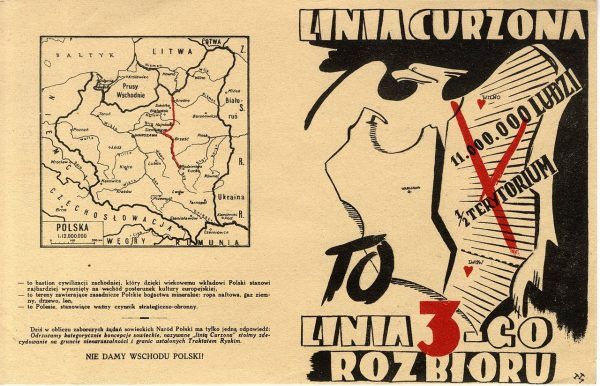 Ulotka antykomunistyczna dotycząca linii Curzona, wyznaczonej przez Ludwika Bernsteina (fot. domena publiczna)