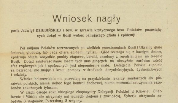 Wniosek nagły złożony przez Jadwigę Dziubińską w sprawie Polaków w Rosji. Wniosek nagły złożony przez Jadwigę Dziubińską w sprawie Polaków w Rosji.