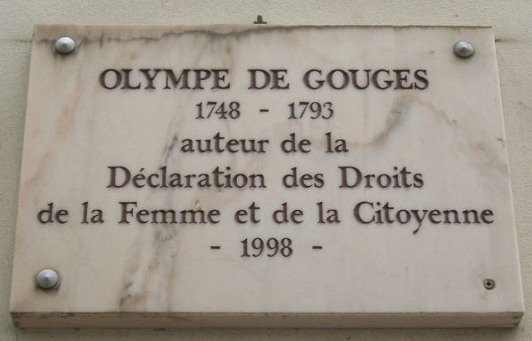 Tablica poświęcona Olimpii de Gouges w Paryżu (fot. Mu - Eigenes Werk, lic. CC BY-SA 3.0)
