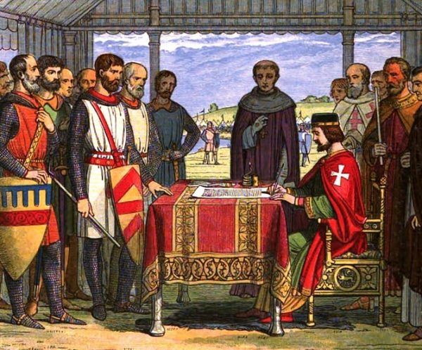 Król Jan bez Ziemi (na ilustracji podpisuje Wielką Kartę Swobód) nieźle dorobił się na sprzedaży swojej pierwszej żony.