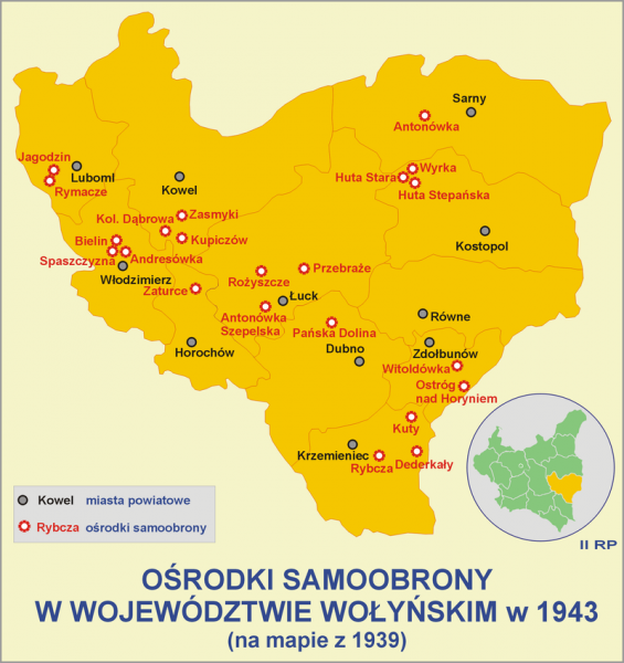 Ośrodki samoobrony w województwie wołyńskim w 1943 roku. Ośrodki samoobrony w województwie wołyńskim w 1943 roku.