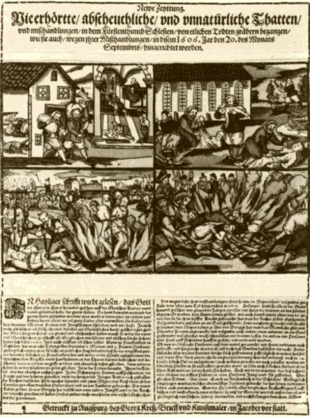 Gazeta „Newe Zeyttung” z drzeworytami ilustrującymi aferę grabarzy