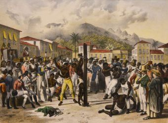 Publiczne biczowanie na placu Świętej Anny (Sao Paulo, Brazylia), obraz autorstwa Johanna Moritza Rugendasa