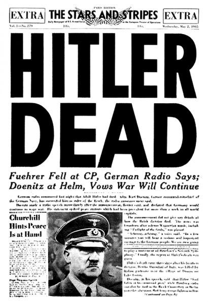 Okładka amerykańskiej gazety Stars and Stripes z maja 1945