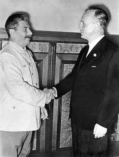 Pakt Ribbentrop Mołotow. Stalin i Ribbentrop. Moskwa 23.08.1939