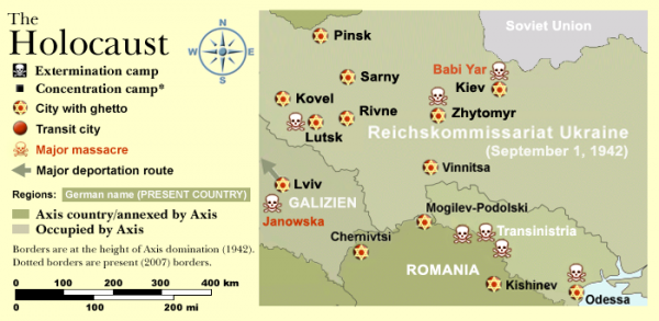 Mapa Holocaustu na Ukrainie 