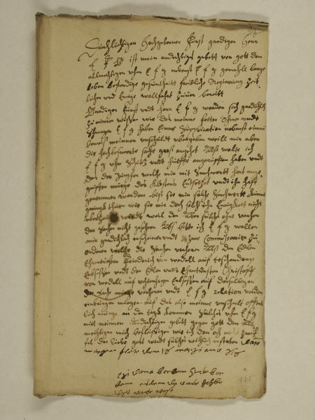 List Sydonii von Borcke do księcia szczecińskiego Filipa II, w którym prosi o ponowne rozpatrzenie jej skarg na współtowarzyszki w klasztorze w Marianowie.