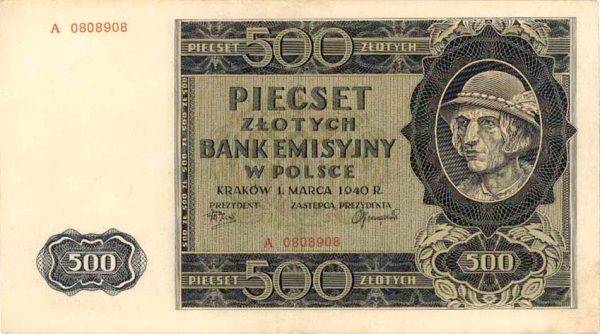 Pieniądze drukowano m.in. w Warszawie – wśród nich, tzw. górale, a więc banknoty 500 złotowe z wizerunkiem górala na przedniej stronie.