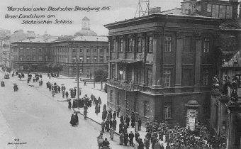 Fasada pałacu od strony placu Saskiego przed 1919 rokiem