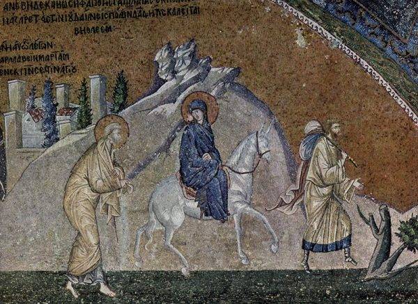 Józef i Maryja podróżujący do Betlejem na spis ludności