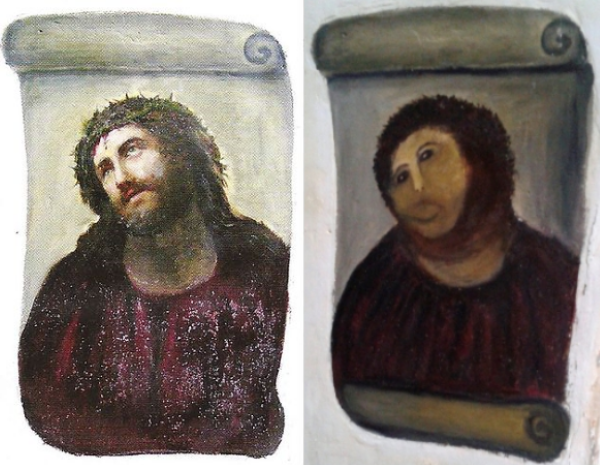 Oszpecony fresk szybko… stał się memem, zyskując nową nazwę – „Ecce Mono” (łac. oto małpa)