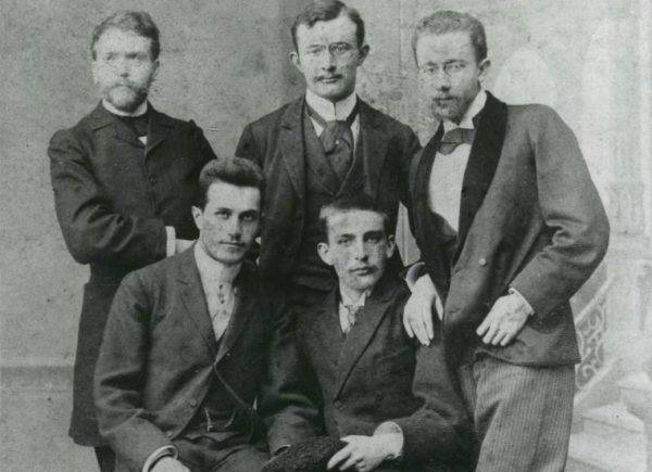 Wyspiański (standing first from left) with his friends