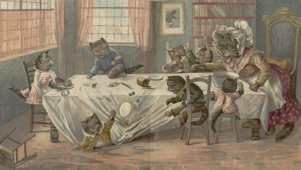 Ilustracja do książki „Filuś, Miluś i Kizia: wesołe kotki” Marii Konopnickiej