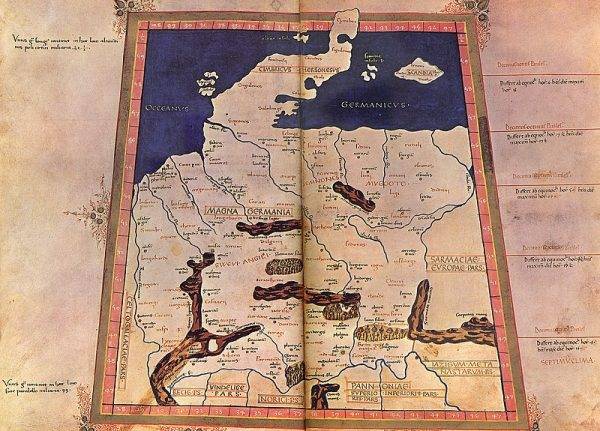 Harta Europei în secolul al IV-lea dintr-o carte 