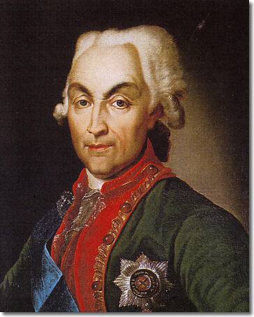 Wysłannik Katarzyny Wielkiej w Polsce Nikołaj Repnin często zachowywał się w sposób nieokrzesany (il.:Ивашкевич/domena publiczna).