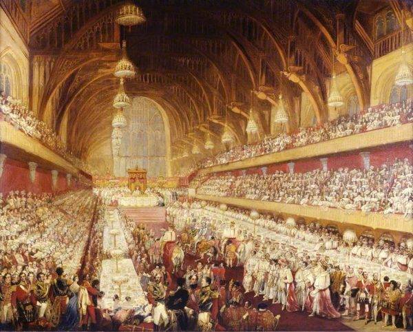 Bankiet wydany przez Jerzego IV z okazji koronacji w Westminster Hall 19 lipca 1821 roku.
