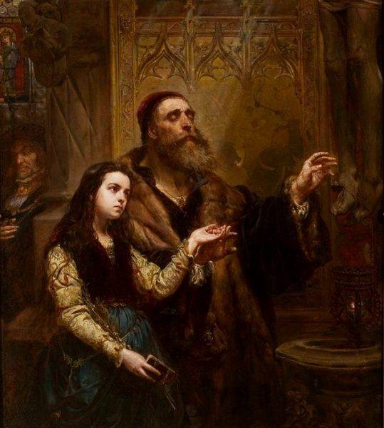 Ociemniały Wit Stwosz z wnuczką